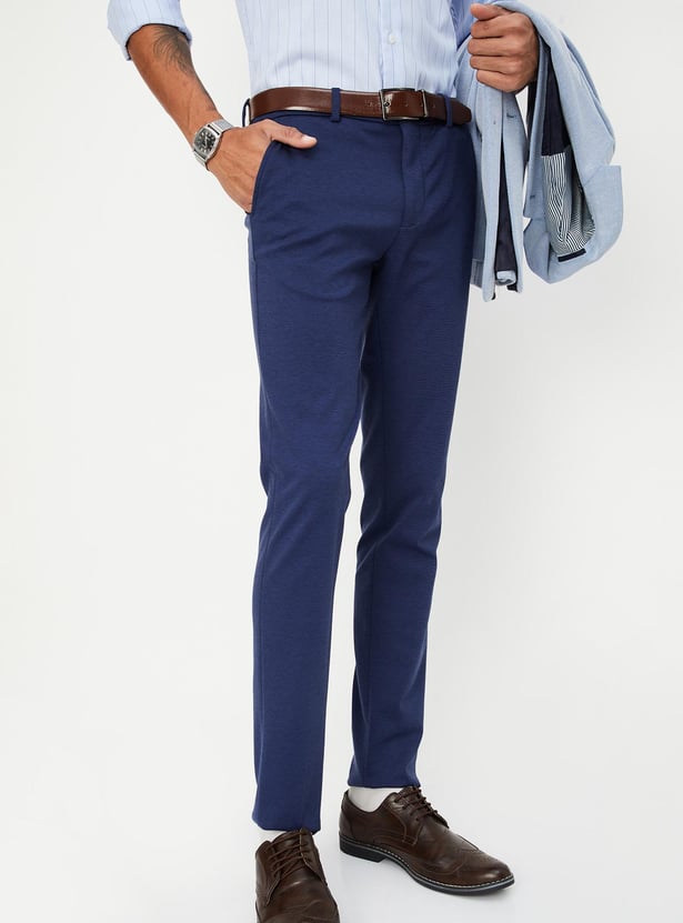 Men Ultra Slim Fit Solid Formal Trousers