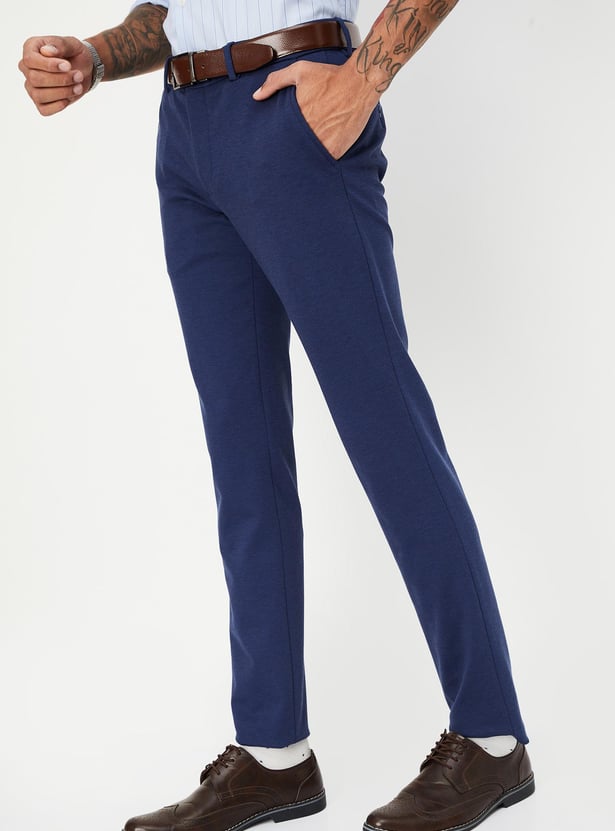 Men Ultra Slim Fit Solid Formal Trousers