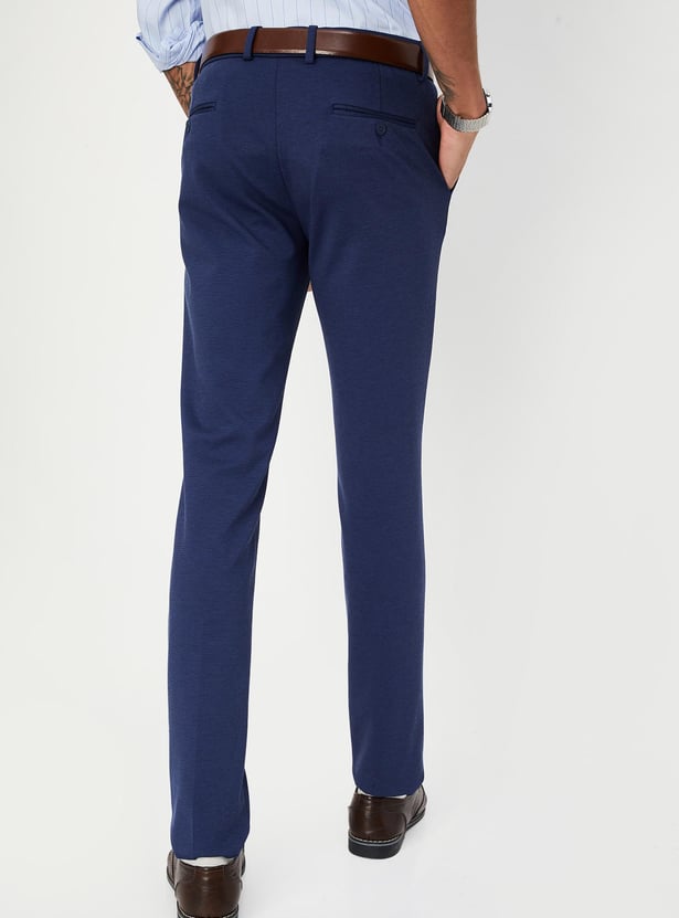 Men Ultra Slim Fit Solid Formal Trousers