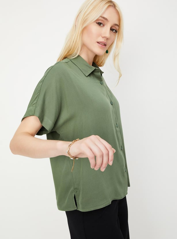 Women Solid Extended Sleeves Shirt