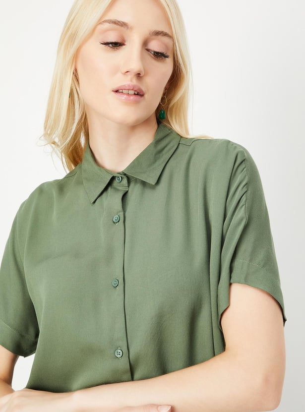 Women Solid Extended Sleeves Shirt