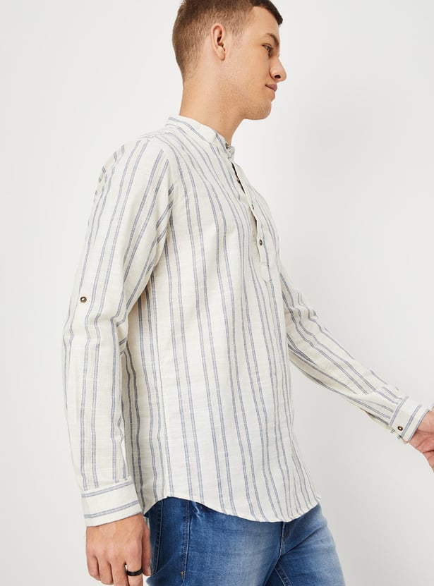 Men Striped Short Kurta