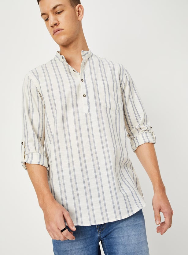 Men Striped Short Kurta