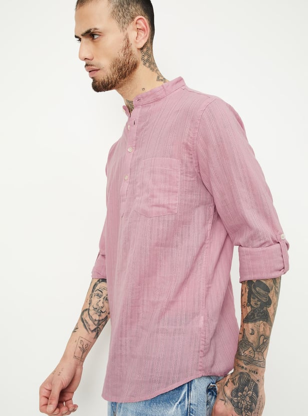 Men Dobby Woven Long Sleeve Kurta