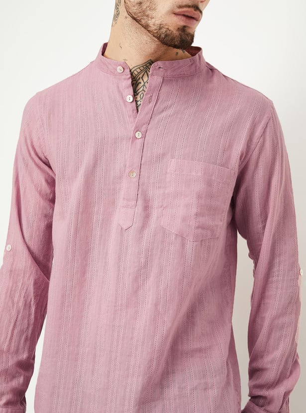 Men Dobby Woven Long Sleeve Kurta