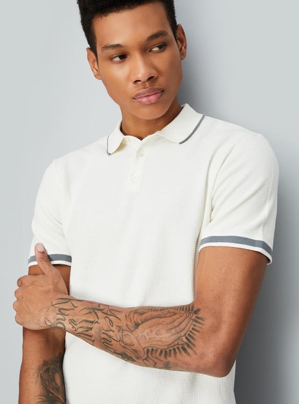 Men Slim Fit Flat Knit Polo T-shirt