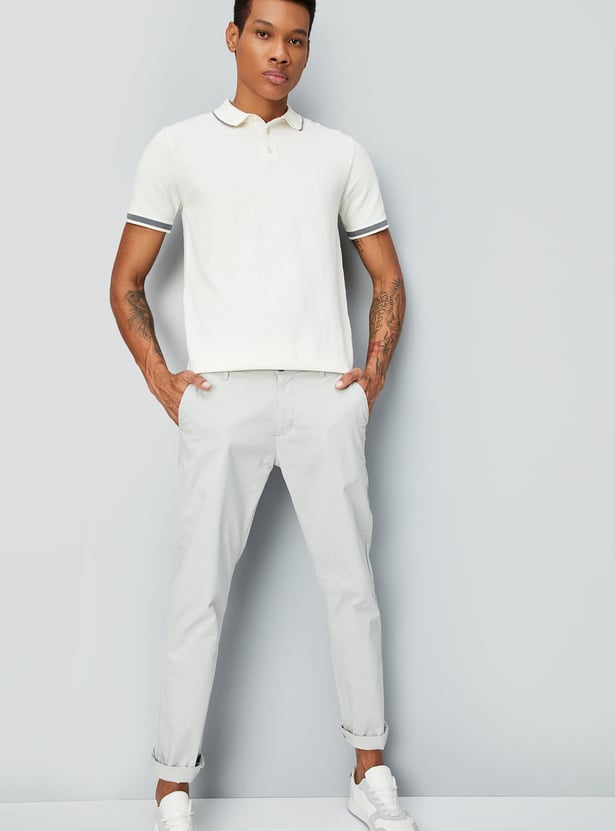 Men Slim Fit Flat Knit Polo T-shirt