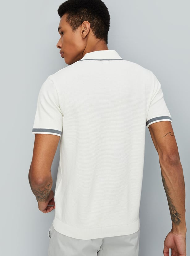 Men Slim Fit Flat Knit Polo T-shirt