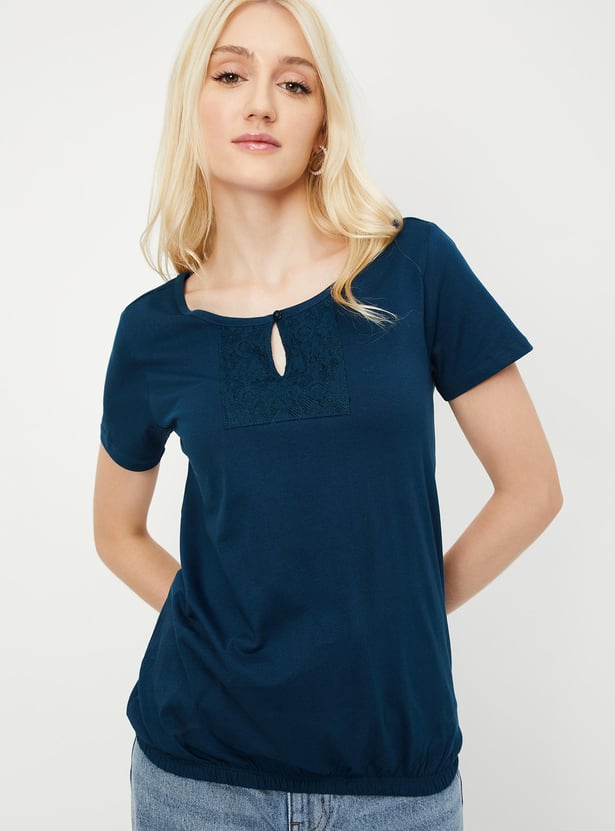 Buy Women Lace Detail T shirt Online At Just Rs 299 0 1000013555888 
