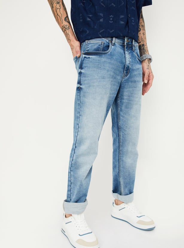 Men Regular Fit Washed Jeans