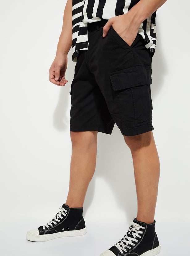 URB_N Men Solid Cargo Shorts