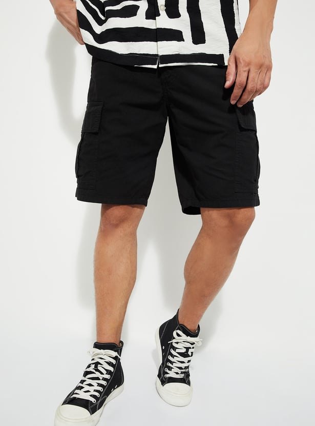 URB_N Men Solid Cargo Shorts