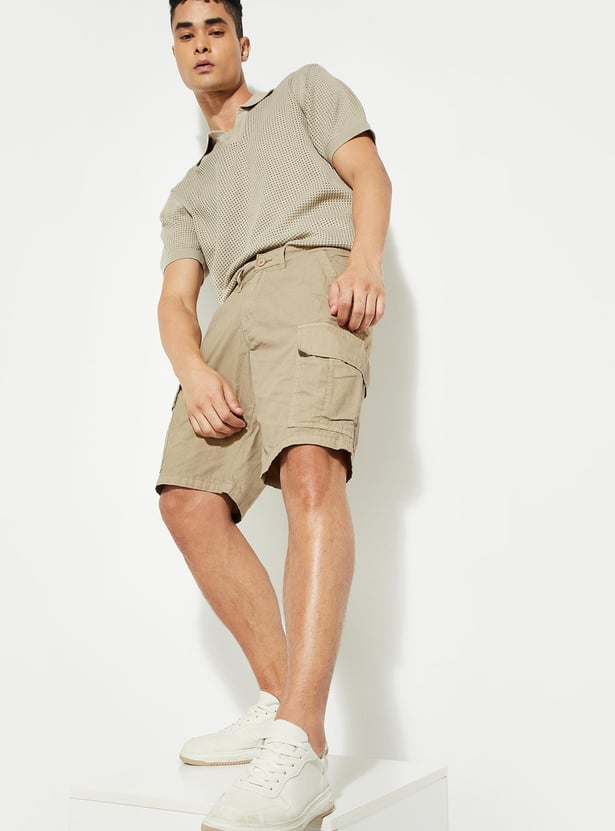 URB_N Men Solid Cargo Shorts