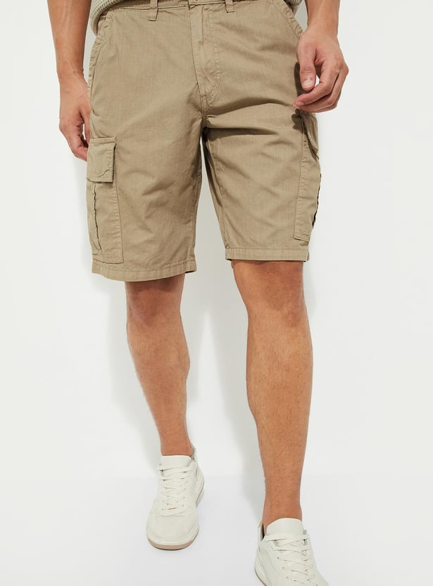 URB_N Men Solid Cargo Shorts