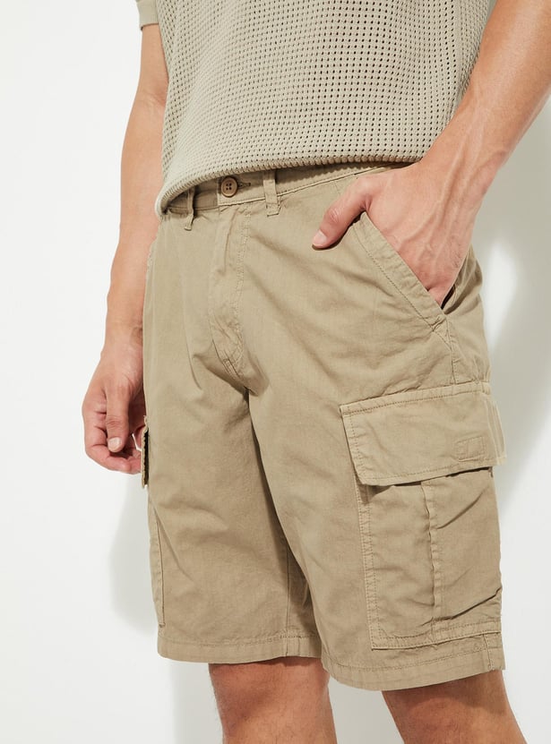 URB_N Men Solid Cargo Shorts