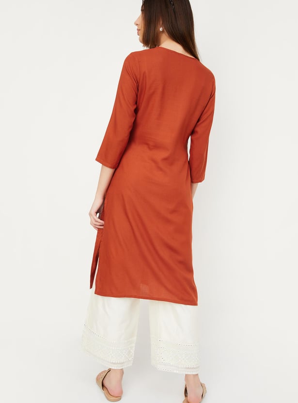 Women Sequinned Kurta with Pocket