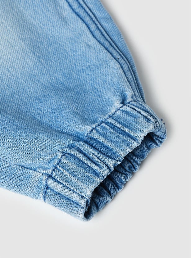 Girls Washed Denim Joggers