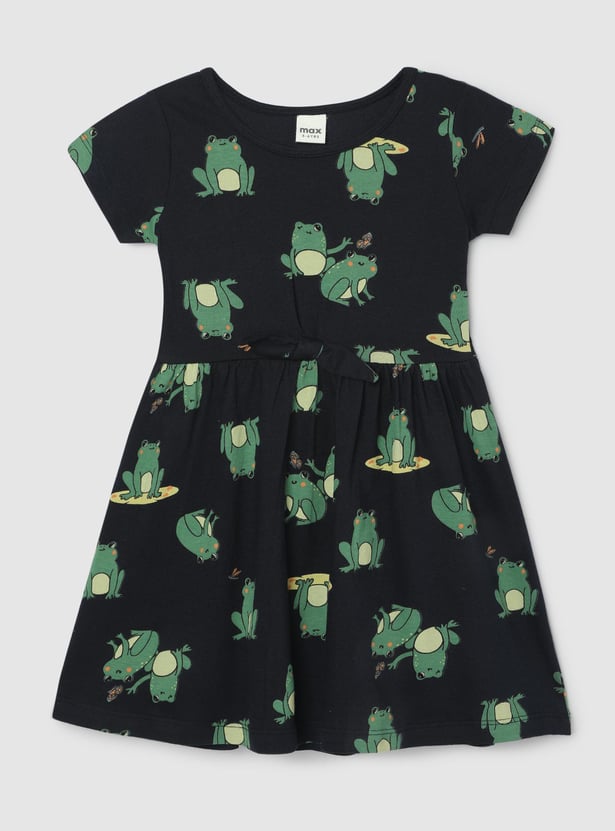 Girls Printed Fit and Flare Dress