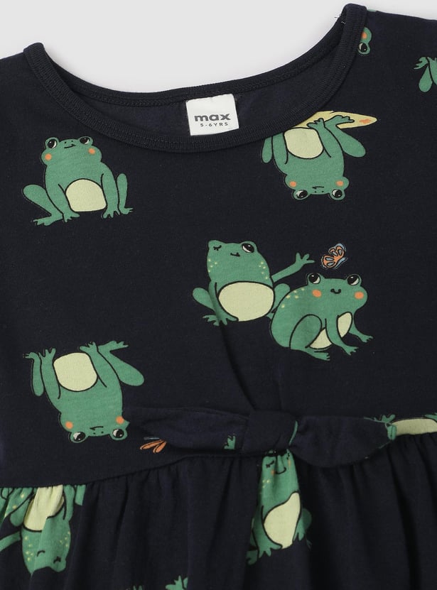Girls Printed Fit and Flare Dress