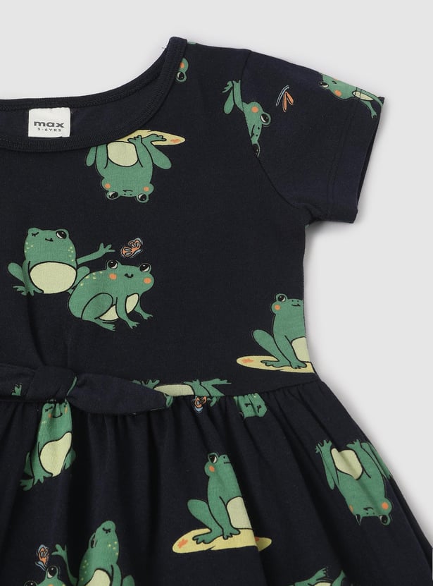 Girls Printed Fit and Flare Dress