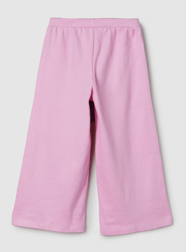 Girls Solid Tie-Up Waist Trousers