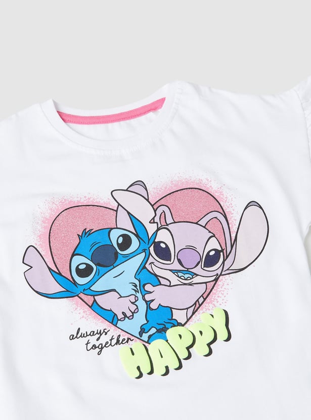 Buy Girls Lilo & Stitch Printed T-shirt Online at just Rs
