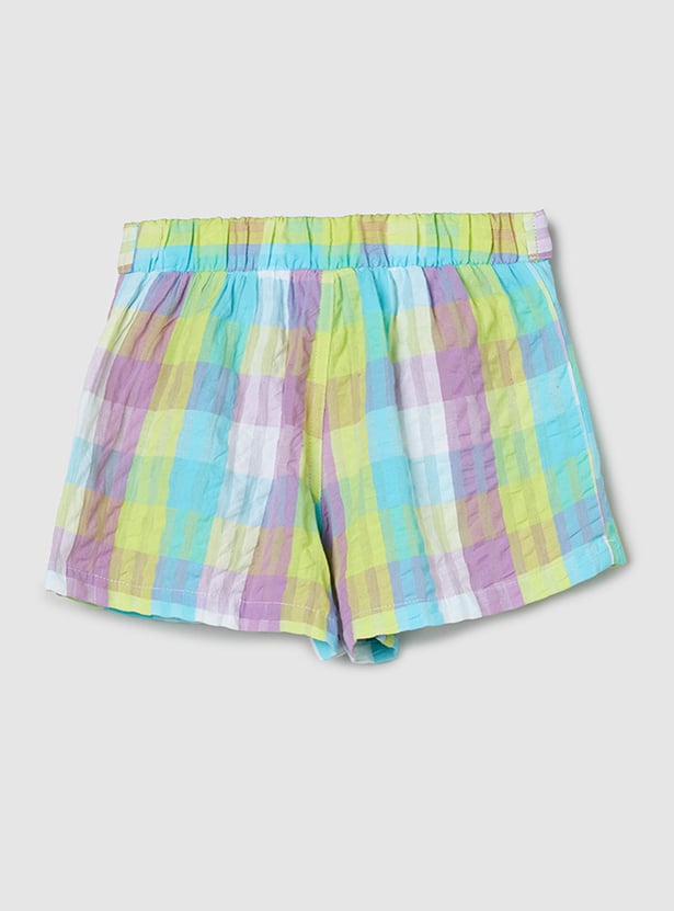 Girls Checked Woven Shorts