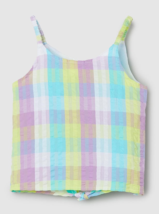 Girls Checked Strappy Crop Top