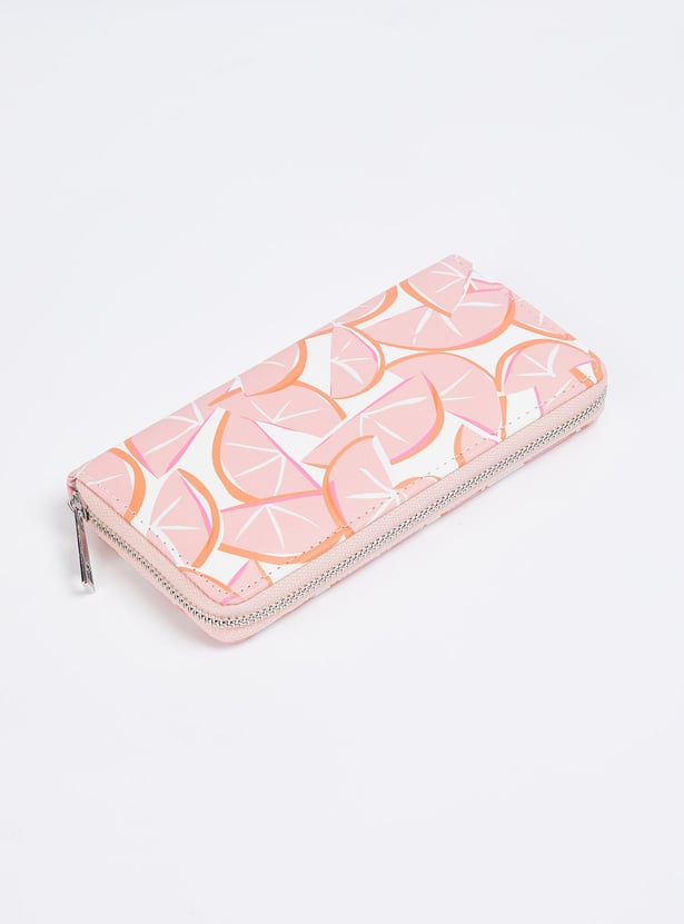 Women Floral Printed Zip Around Wallet