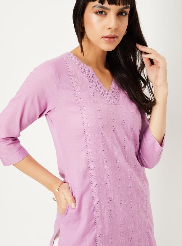 Women Schiffli Kurta with Pocket