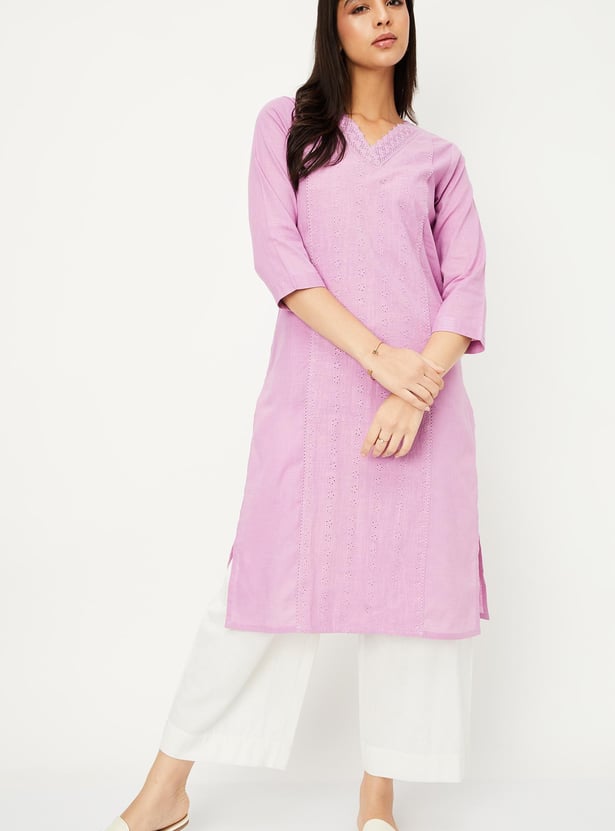 Women Schiffli Kurta with Pocket