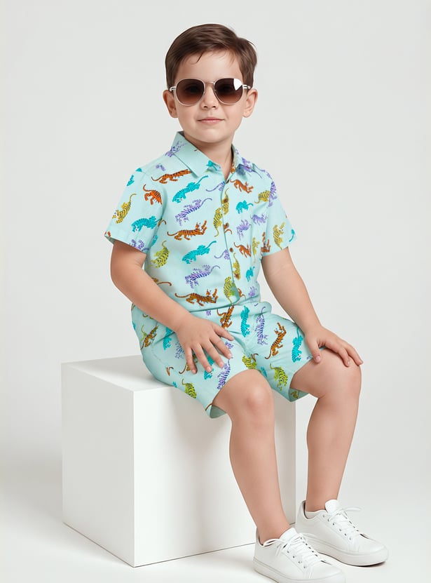 Boys Printed Resort Collar Shirt