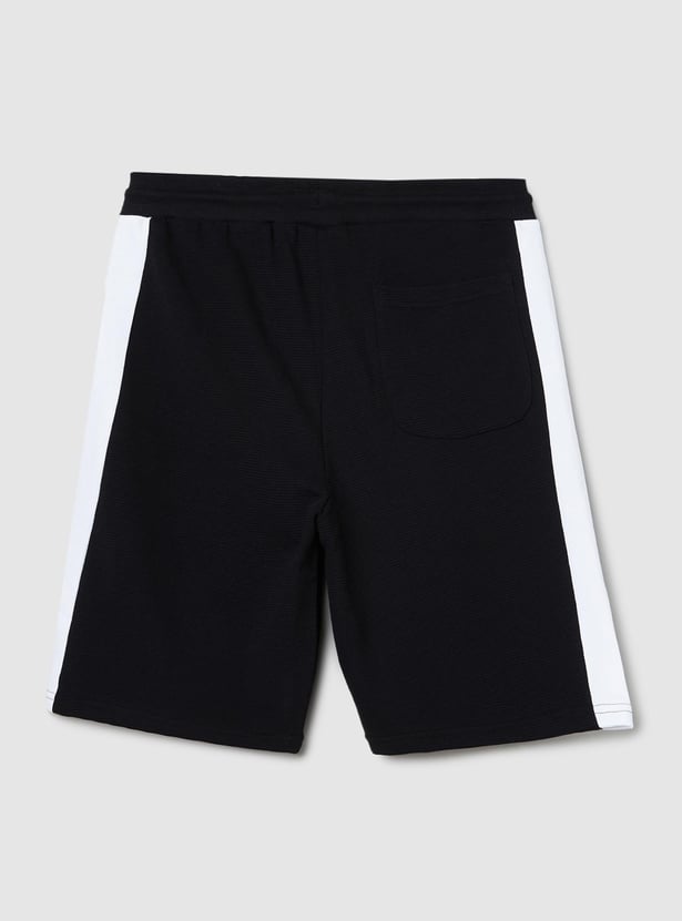 Boys Solid Ottoman Structured Knitted Shorts