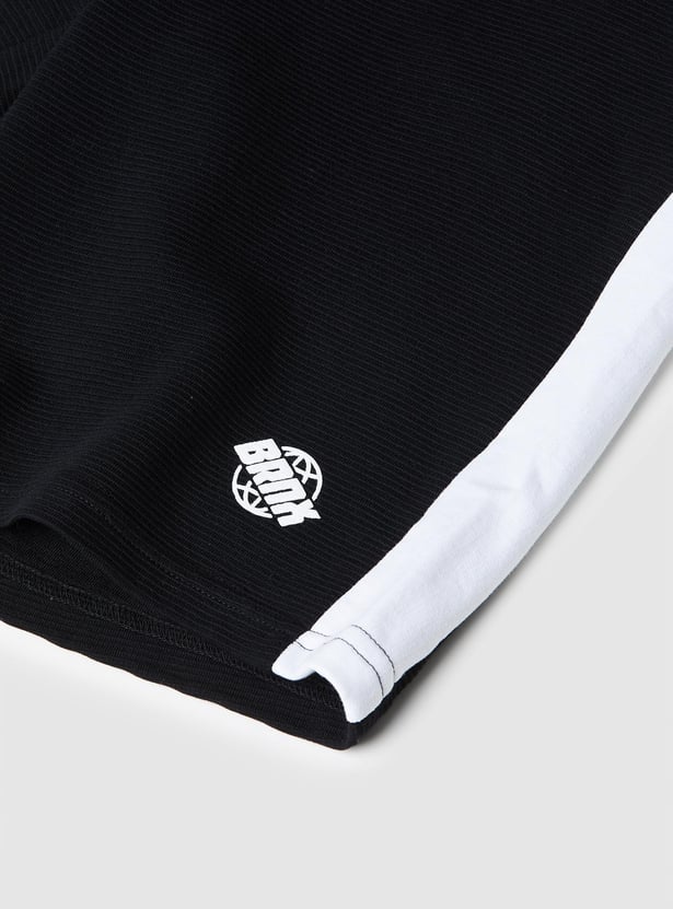 Boys Solid Ottoman Structured Knitted Shorts