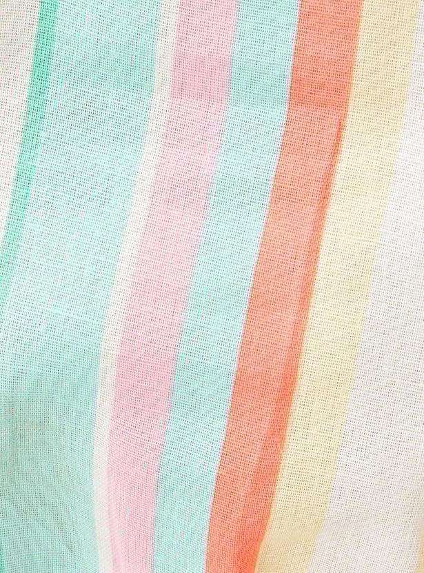 Girls Striped Cut-Out Waist Dress