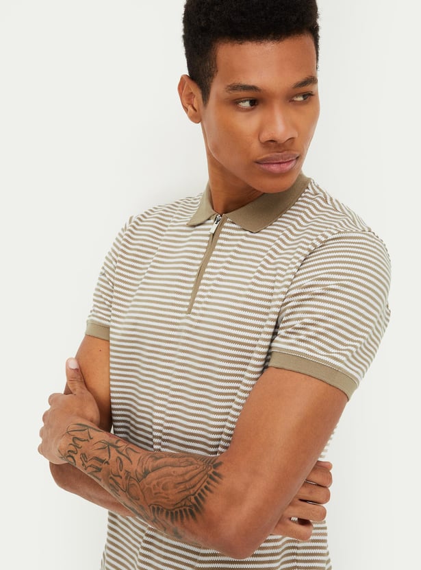 Brown striped polo best sale