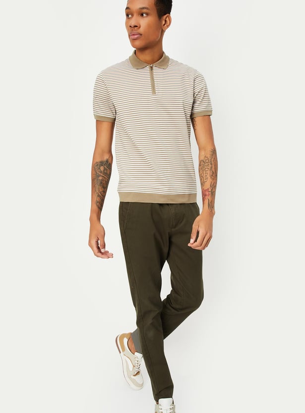 Buy Men Slim Fit Striped Polo T-shirt Online at just Rs