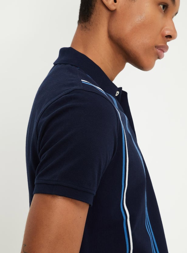 Men Slim Fit Striped Polo T-shirt