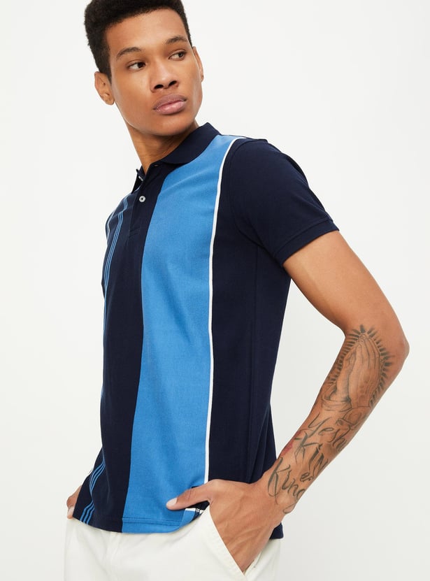 Men Slim Fit Striped Polo T-shirt