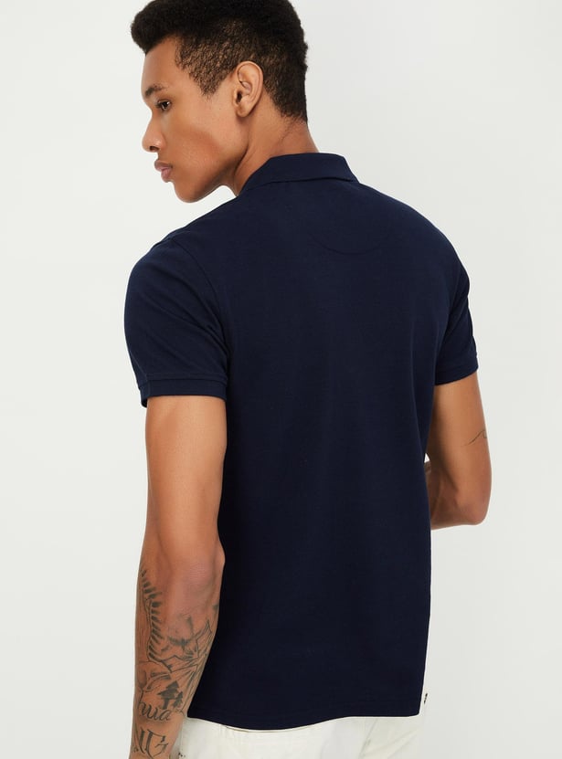 Men Slim Fit Striped Polo T-shirt