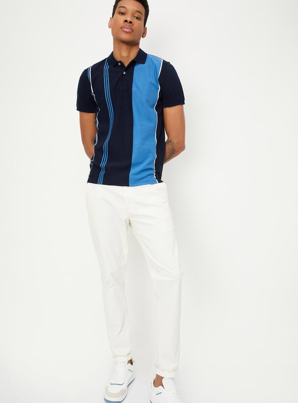 Men Slim Fit Striped Polo T-shirt