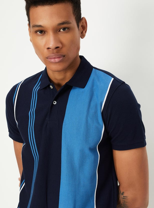 Men Slim Fit Striped Polo T-shirt