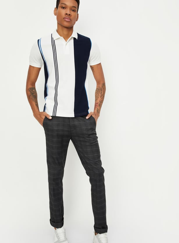 Men Slim Fit Striped Polo T-shirt