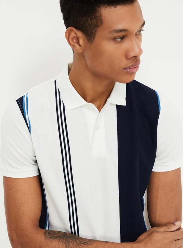 Men Slim Fit Striped Polo T-shirt