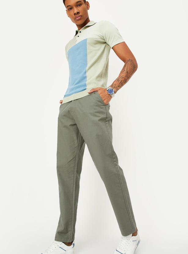 Men Solid Stretchable Slim Fit Chinos