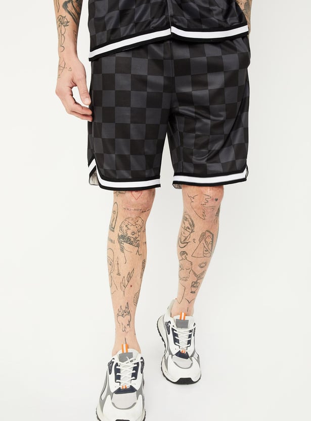 Men Checked Athleisure Shorts