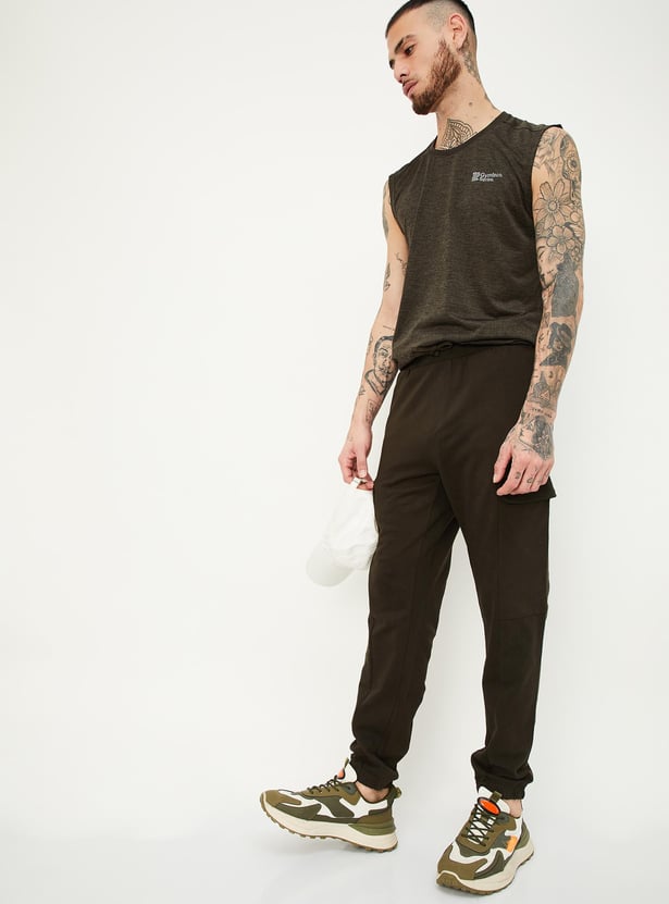 Men Solid Athleisure Cargo Joggers