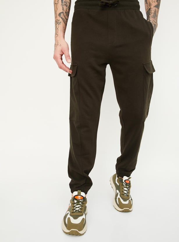 Men Solid Athleisure Cargo Joggers