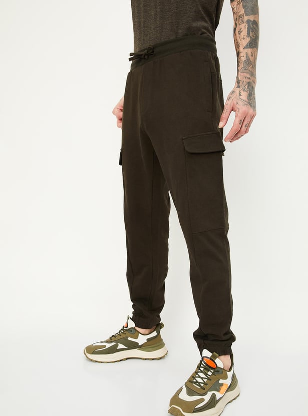 Men Solid Athleisure Cargo Joggers