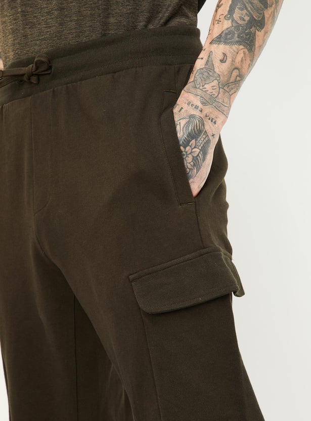 Men Solid Athleisure Cargo Joggers